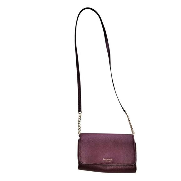 Kate Spade New York Cherry Juice Leather Ava Flap Chain Wallet Crossbody Bag - Picture 4 of 12